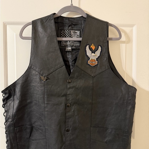 USA Bikers Dream Apparel Other - USA Bikers Dream Apparel Black Leather Harley Davidson Patch Biker Vest Size 46
